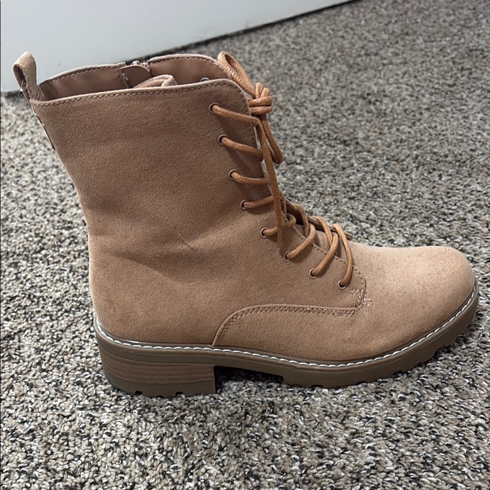 Tan Suede Lace-Up Ankle Boots